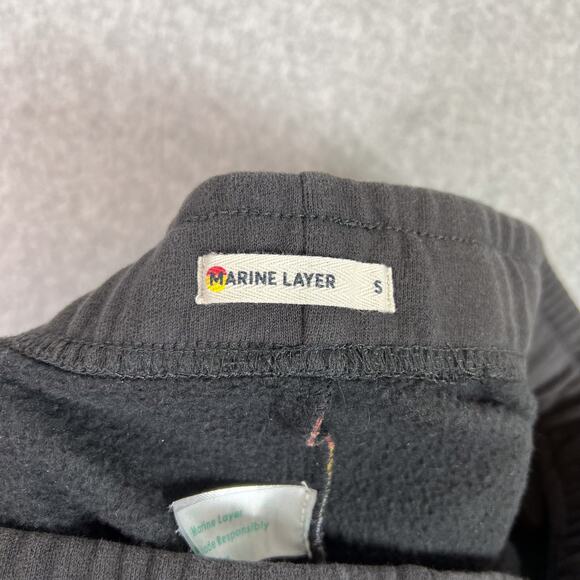 Marine Layer Washed Black Stripe Anytime Fleece Sweatpants Size Small - Picture 12 of 13